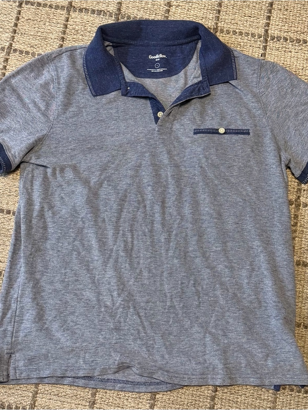 Goodfellow & Co Men's Heather Blue Polo with Contrast Collar